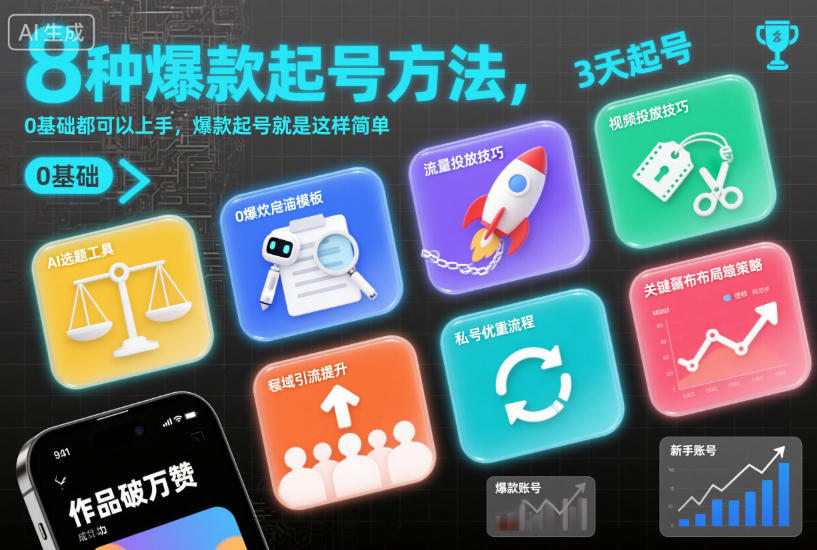 8种爆款起号方法,0基础都可以上手,爆款起号就是这样简单-知创网