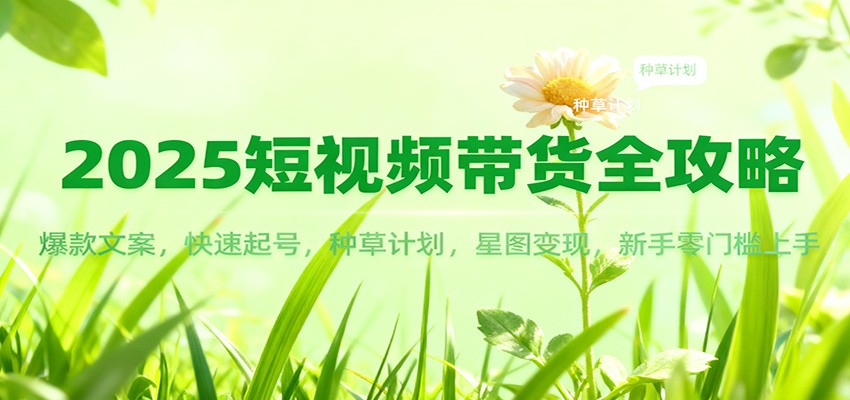 2025短视频带货全攻略：爆款文案，快速起号，种草计划，星图变现，新手零门槛上手-知创网