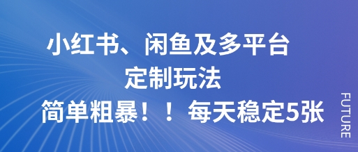 小红书、闲鱼及多平台定制玩法简单粗暴!每天稳定5张-知创网