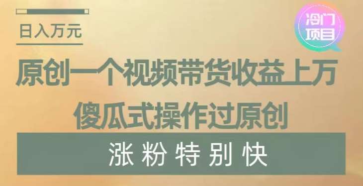 原创一个视频带货收益上万,傻瓜式操作过原创,几分钟做一个视频涨粉特别快【揭秘】-知创网