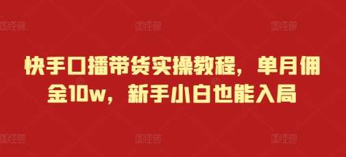 快手口播带货实操教程，单月佣金10w，新手小白也能入局-知创网