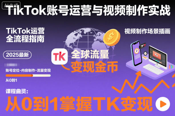 2025最新TikTok账号运营与视频制作实战全流程，从0到1掌握TK变现（含11月最新TK搬运技术）-知创网
