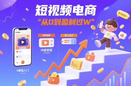 短视频电商:短视频变现从0到盈利过W-知创网