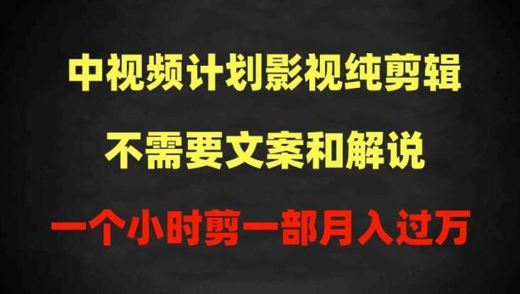 中视频计划影视纯剪辑，不需要文案和解说，一个小时剪一部，100%过原创月入过万【揭秘】-知创网