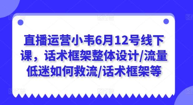 直播运营小韦6月12号线下课，话术框架整体设计/流量低迷如何救流/话术框架等-知创网