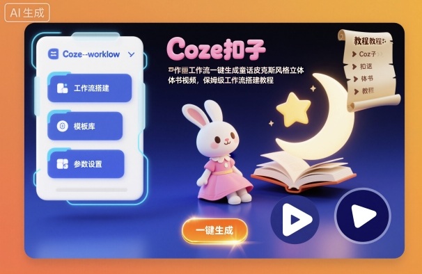 Coze扣子工作流一键生成童话皮克斯风格立体书视频，保姆级工作流搭建教程-知创网