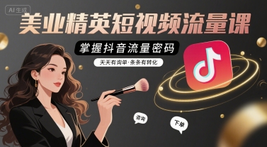 美业精英短视频流量课，掌握抖音流量密码，天天有询单，条条有转化-知创网