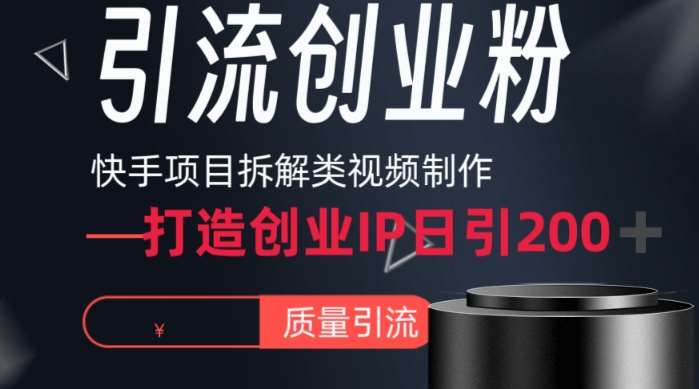 快手项目拆解类视频详细制作流程打造个人IP,单日引流200+高质量创业粉【揭秘】-知创网