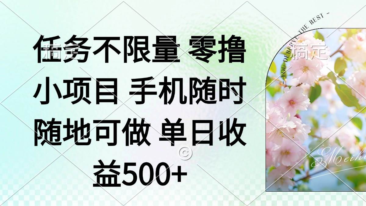 （14391期）零撸小项目 手机随时可做 任务不限量 单日收益500＋-知创网