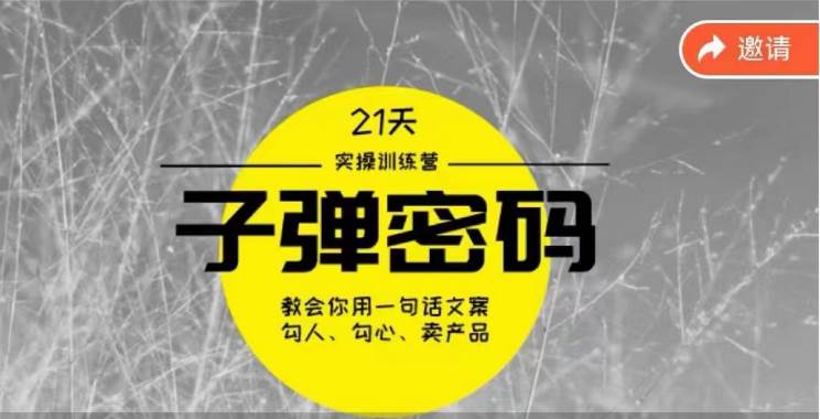 《子弹密码训练营》-用一句话文案勾人勾心卖产品，21天学到顶尖文案大师策略和技巧-知创网