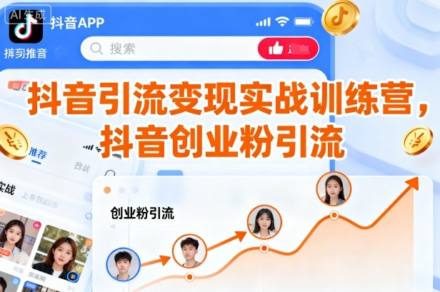 抖音引流变现实战训练营，抖音创业粉引流-知创网