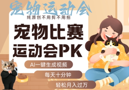 AI一键生成宠物比赛运动会PK视频，纯原创不用剪不用拍，每天十分钟，轻松月入过1W+-知创网