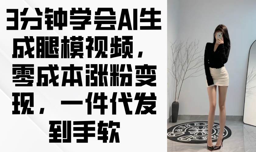 （14537期）3分钟学会AI生成腿模视频，零成本涨粉变现，一件代发到手软-知创网