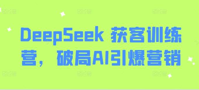DeepSeek 获客训练营，破局AI引爆营销-知创网