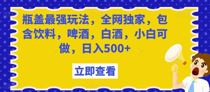 瓶盖最强玩法，全网独家，包含饮料，啤酒，白酒，小白可做，日入500+【揭秘】-知创网