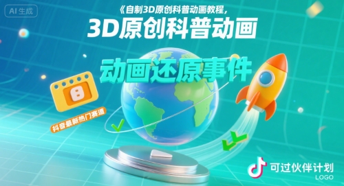 自制3D原创科普动画教程,动画还原事件,抖音最新热门赛道,可过伙伴计划-知创网