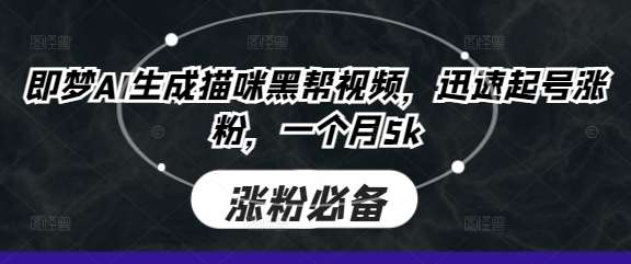 即梦AI生成猫咪黑帮视频，迅速起号涨粉，一个月5k-知创网