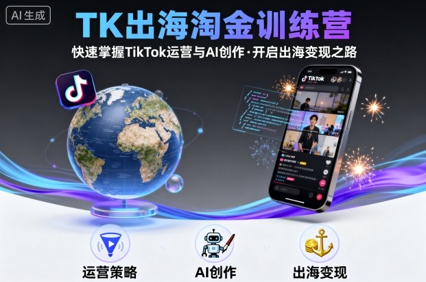 TK出海淘金训练营，助你快速掌握TikTok运营与AI创作，开启出海变现之路-知创网