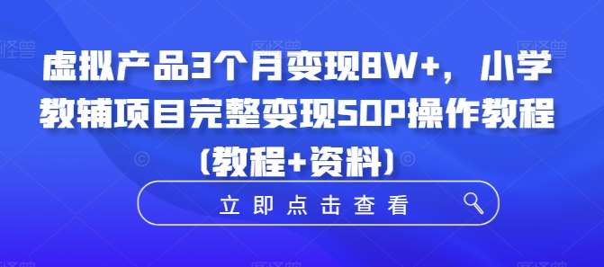 虚拟产品3个月变现8W+，小学教辅项目完整变现SOP操作教程(教程+资料)-知创网