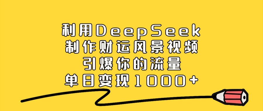利用DeepSeek制作财运风景视频,做出爆款视频,单日变现1000+-知创网