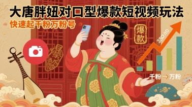 大唐胖妞对口型爆款短视频玩法，快速起千粉万粉号-知创网