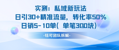 实测私域新玩法日引30加精准流量转化率50%日销5-10单每笔3张-知创网