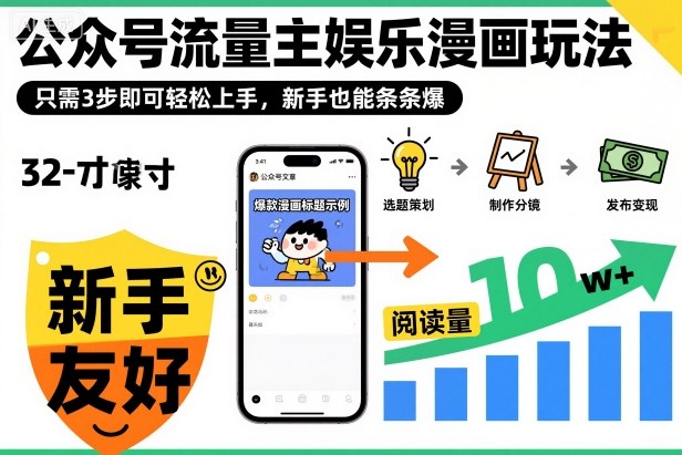 公众号流量主娱乐漫画玩法,只需3步即可轻松上手,新手也能条条爆-知创网