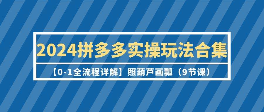 (9559期)2024拼多多实操玩法合集【0-1全流程详解】照葫芦画瓢(9节课)-知创网