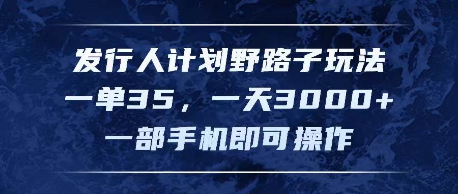 (11750期)发行人计划野路子玩法,一单35,一天3000+,一部手机即可操作-知创网