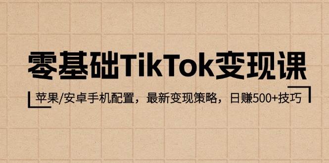 (12723期)零基础TikTok变现课:苹果/安卓手机配置,最新变现策略,日赚500+技巧-知创网
