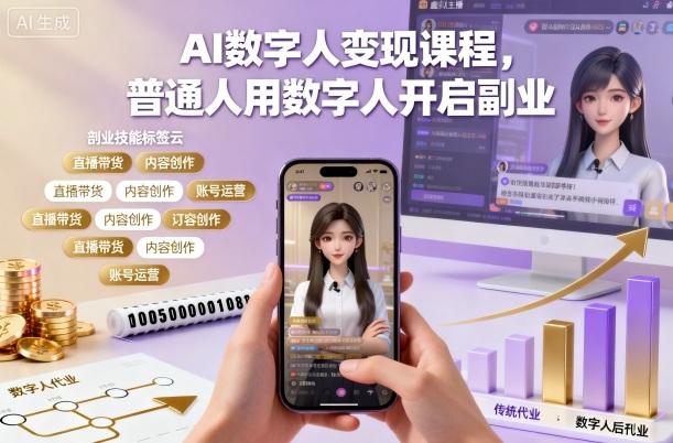 AI数字人变现课程，普通人用数字人开启副业-知创网