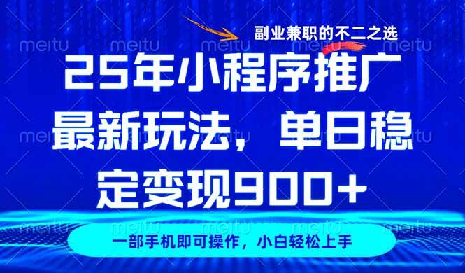 （14550期）25年小程序推广最新玩法，稳定日入900+，副业兼职的不二之选-知创网