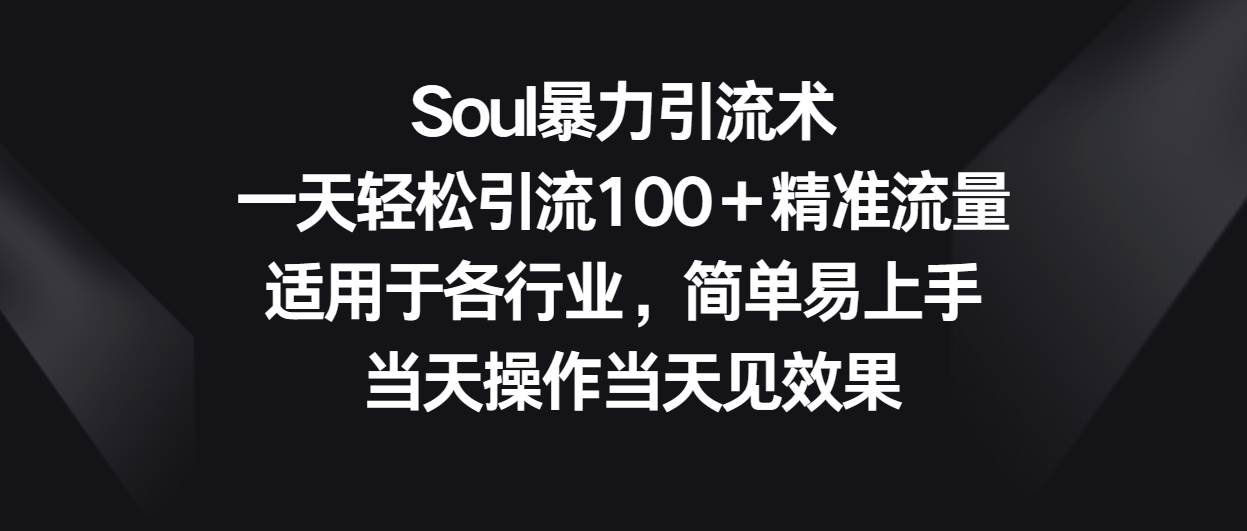 Soul暴力引流术，一天轻松引流100＋精准流量，适用于各行业，简单易上手！-知创网