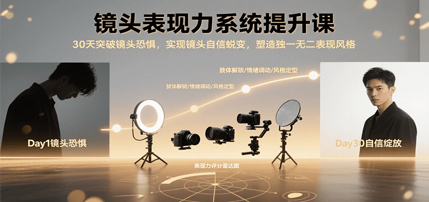 镜头表现力系统提升课，30天突破镜头恐惧实现自信蜕变，塑造独一无二表现风格-知创网