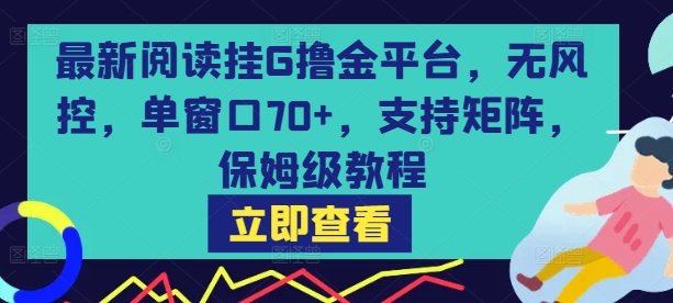 最新阅读挂G撸金平台，无风控，单窗口70+，支持矩阵，保姆级教程【揭秘】-知创网