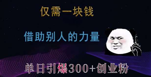 仅需一块钱，借助别人的力量，单日引爆300+创业粉、兼职粉【揭秘】-知创网