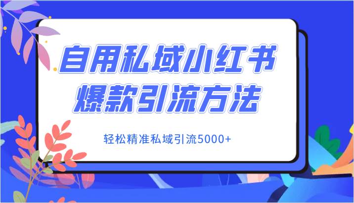 自用私域小红书爆款引流方法，轻松精准私域引流5000+-知创网