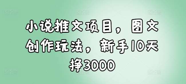 小说推文项目，图文创作玩法，新手10天挣3000-知创网