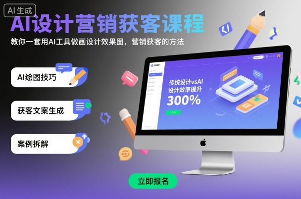 AI设计营销获客课程，教你一套用AI工具做画设计效果图，营销获客的方法-知创网