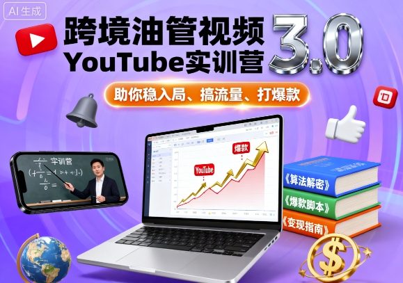 跨境油管视频YouTube实训营3.0，助你稳入局、搞流量、打爆款-知创网