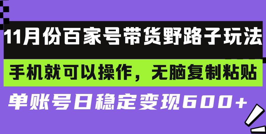 （13281期）百家号带货野路子玩法 手机就可以操作，无脑复制粘贴 单账号日稳定变现…-知创网