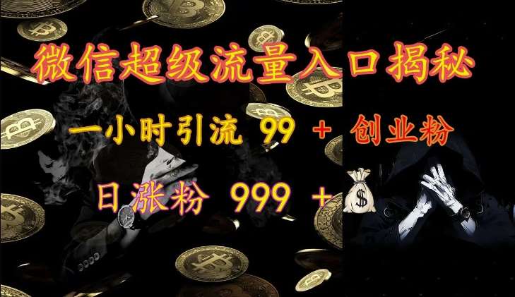 微信超级流量入口揭秘：一小时引流 99 + 创业粉，日涨粉 999 +-知创网
