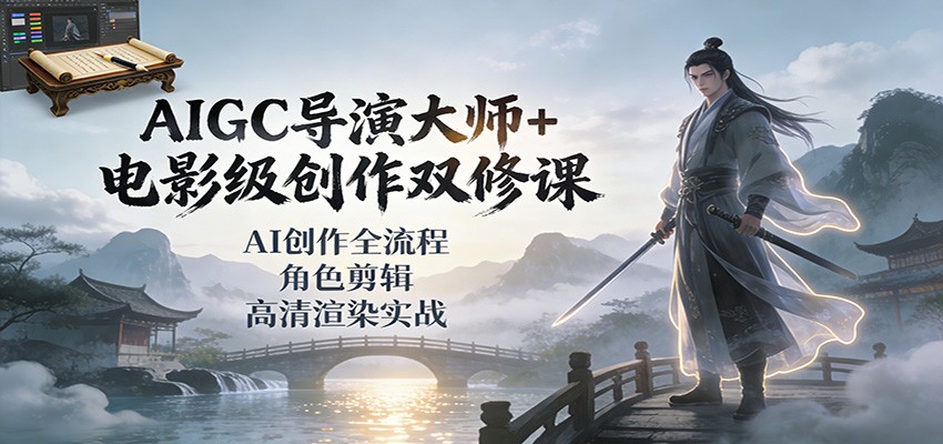 AIGC导演大师+电影级创作双修课：AI创作全流程、角色剪辑、高清渲染实战-知创网