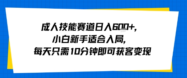 成人技能赛道日入多张，小白新手适合入局，每天只需10分钟即可获客变现-知创网