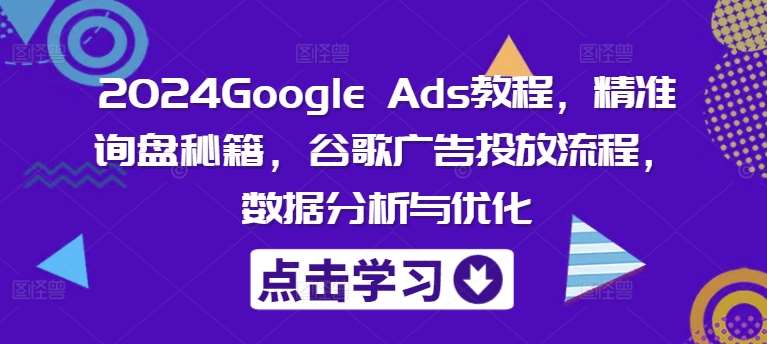 2024Google Ads教程,精准询盘秘籍,谷歌广告投放流程,数据分析与优化-知创网