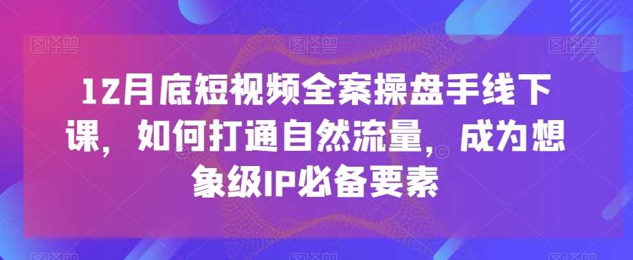 12月底短视频全案操盘手线下课，如何打通自然流量，成为想象级IP必备要素-知创网