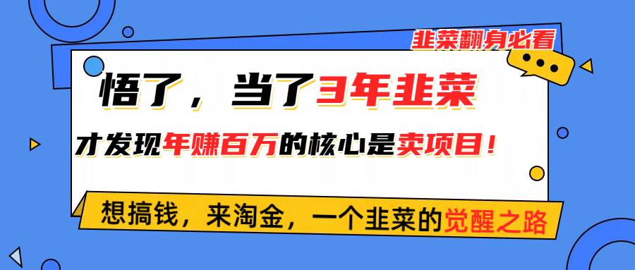 (10759期)悟了,当了3年韭菜,才发现网赚圈年赚100万的核心是卖项目,含泪分享!-知创网