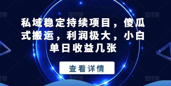 私域稳定持续项目，傻瓜式搬运，利润极大，小白单日收益几张【揭秘】-知创网