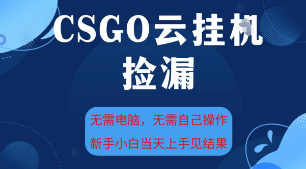 CSGO云挂G全自动捡漏，最新独家玩法，无需电脑操作，新手小白日入5张+【揭秘】-知创网