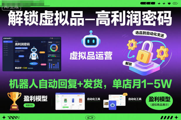 解锁虚拟品高利润密码：机器人自动回复+发货，单店月1-5W【揭秘】-知创网